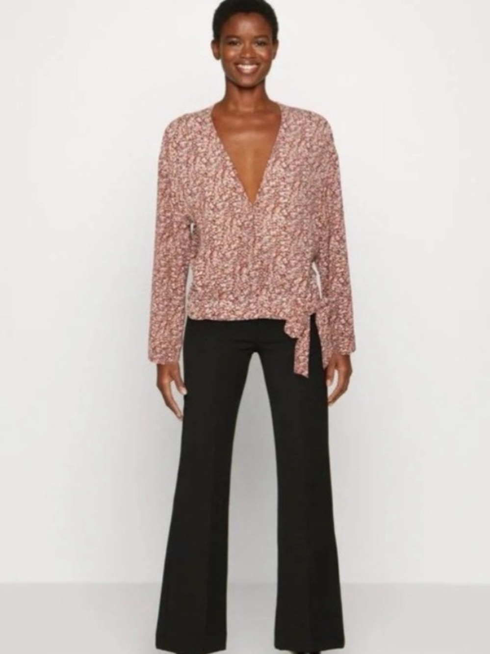 MadewellFloral Wrap Blouse in Dusty Rose - Women